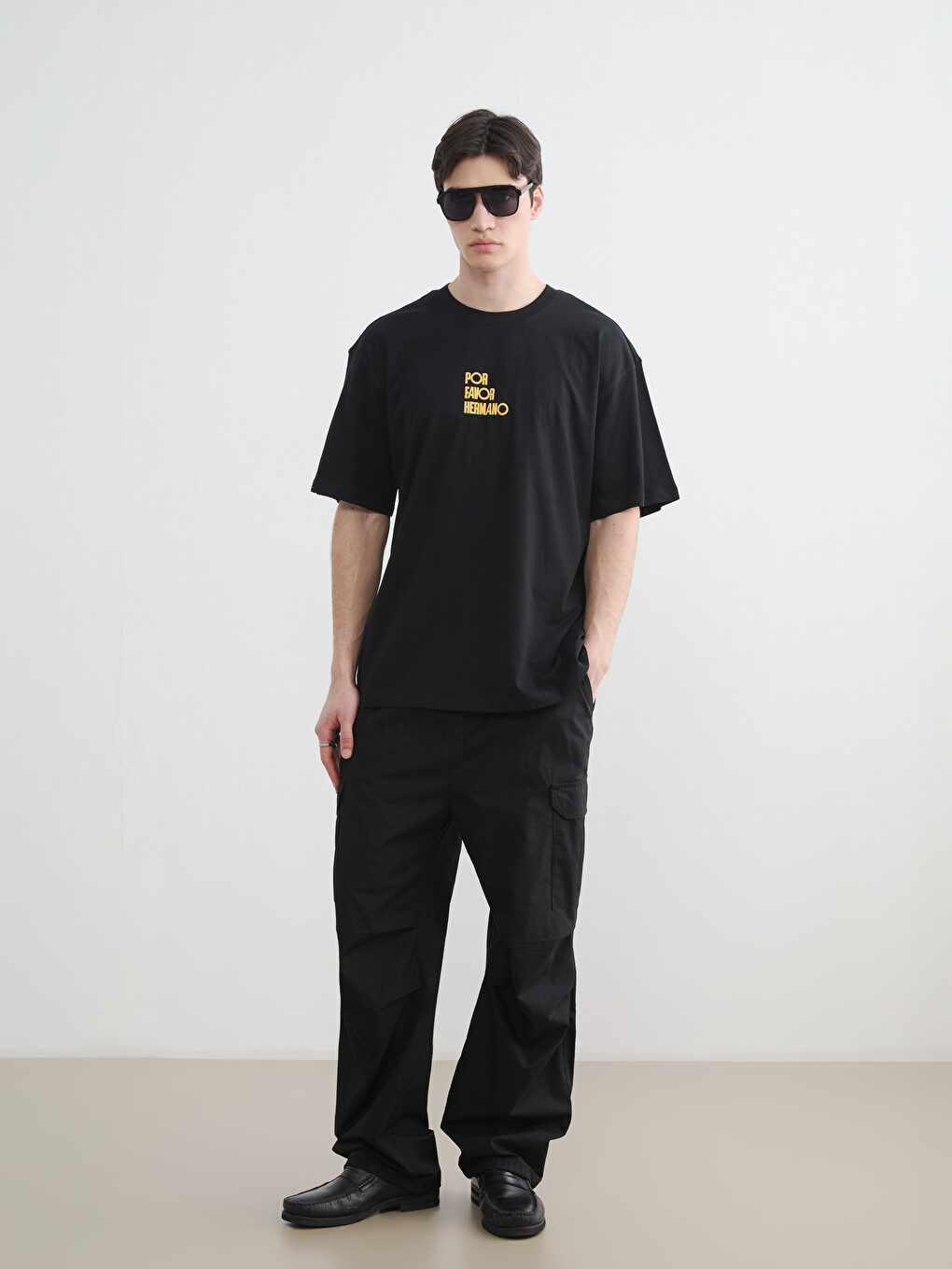 Loose Fit Crew Neck Text Printed Men's T-Shirt-1