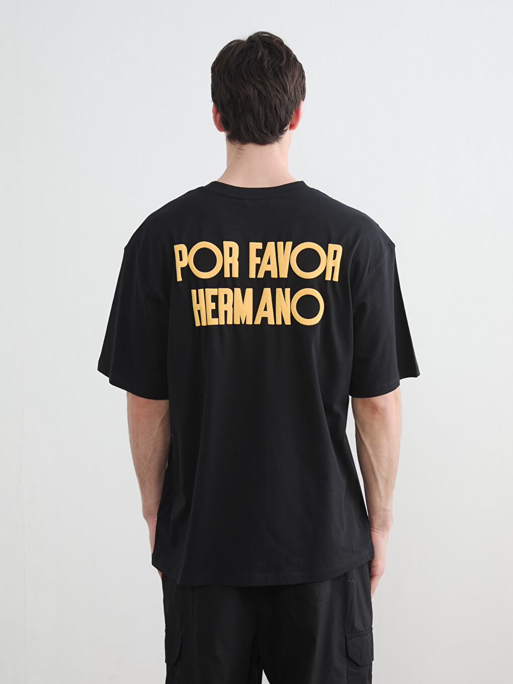Loose Fit Crew Neck Text Printed Men's T-Shirt-3