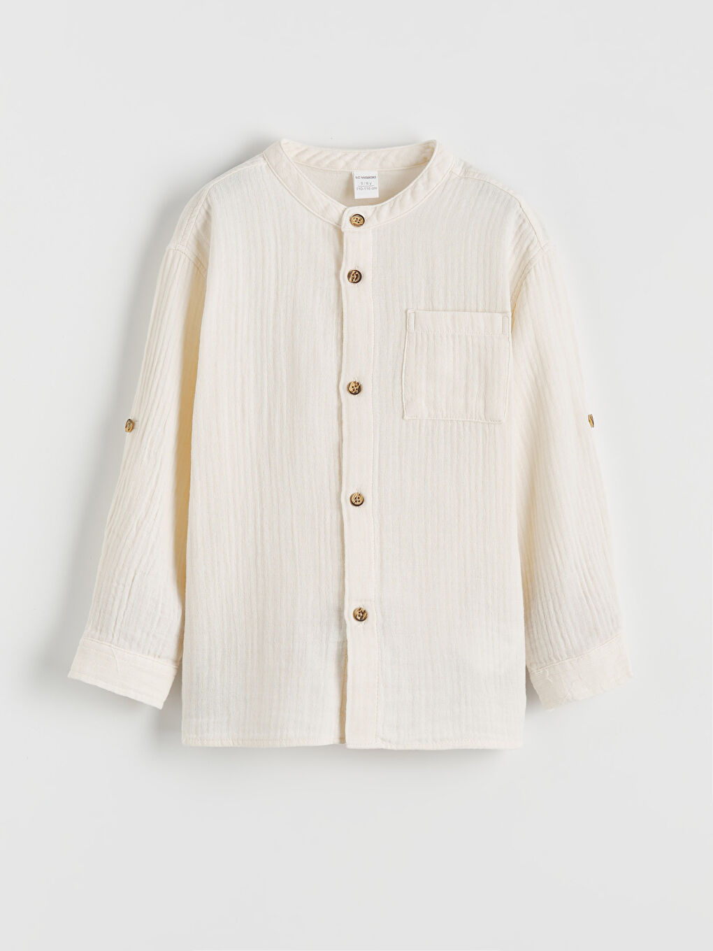 Bej Hakim Yaka Erkek Çocuk Dokulu Gömlek