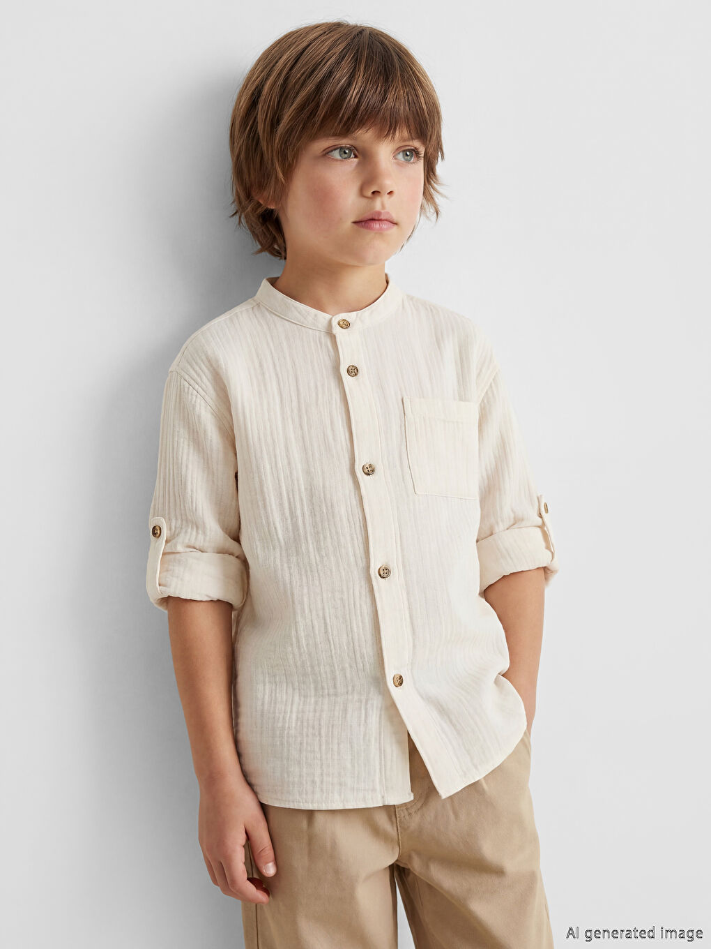 Mandarin Collar Shirt for Boys