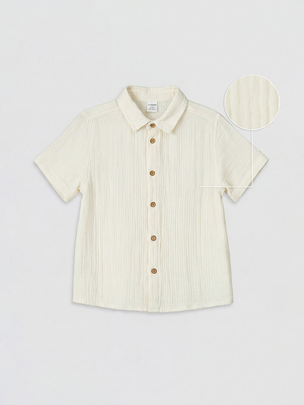 Bej Erkek Çocuk Müslin Gömlek