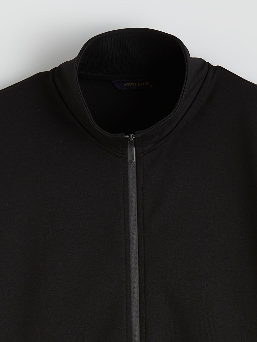 Siyah Dik Yaka Erkek Fermuarlı Sweatshirt-5