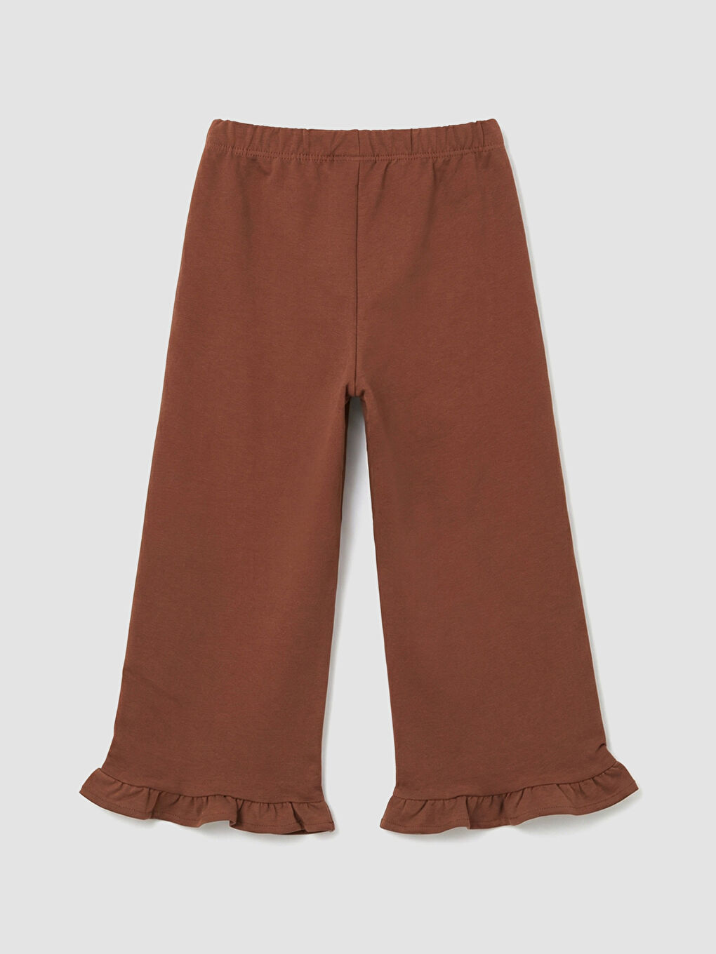 Kahverengi Kız Çocuk Paçaları Fırfırlı Eşofman Altı-1