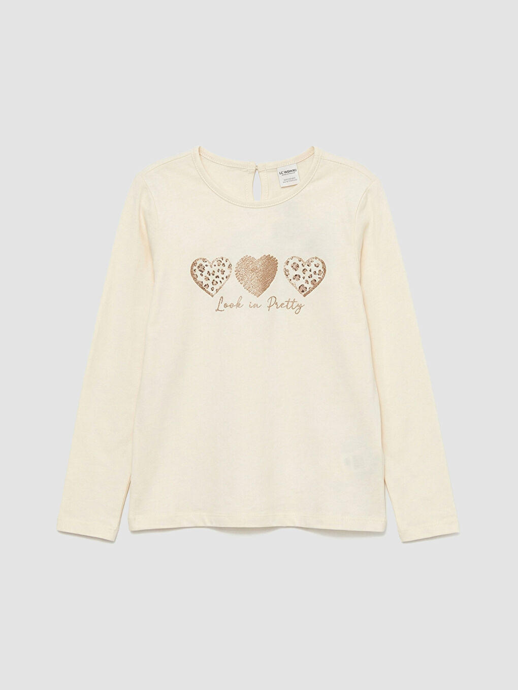 Ekru Baskılı Kız Çocuk Tişört ve Tayt-1