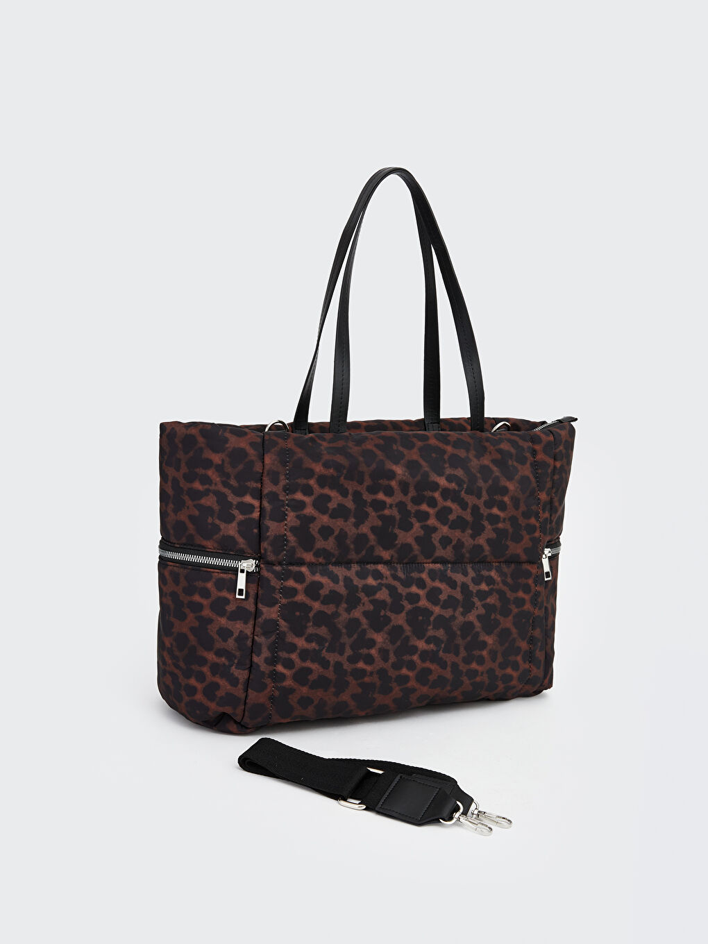 Kahverengi Leopar Desenli Kadın Omuz Çantası-1