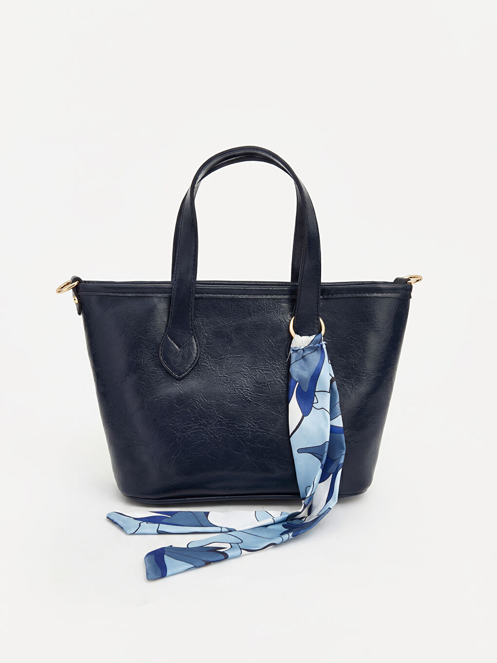 Lacivert Fular Aksesuarlı Kadın Omuz Çantası