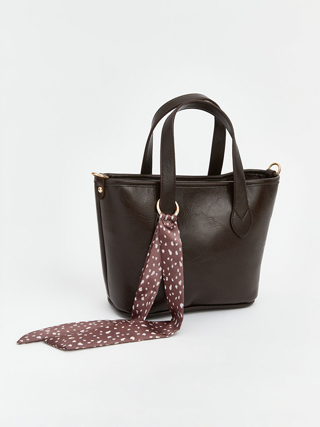 Kahverengi Fular Aksesuarlı Kadın Omuz Çantası-1