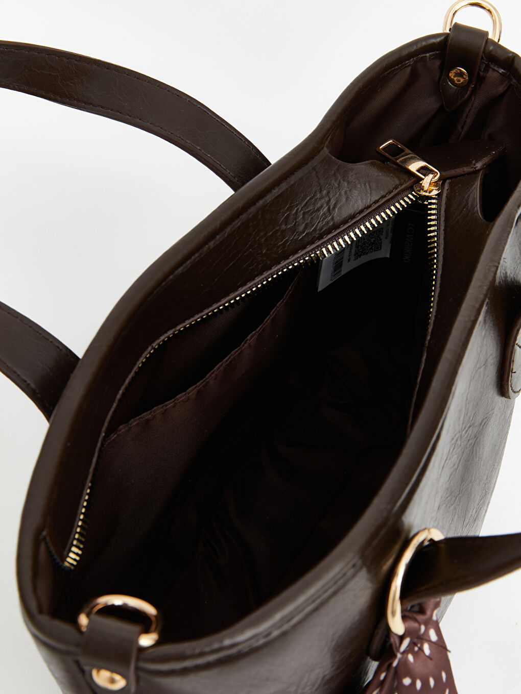 Kahverengi Fular Aksesuarlı Kadın Omuz Çantası-2