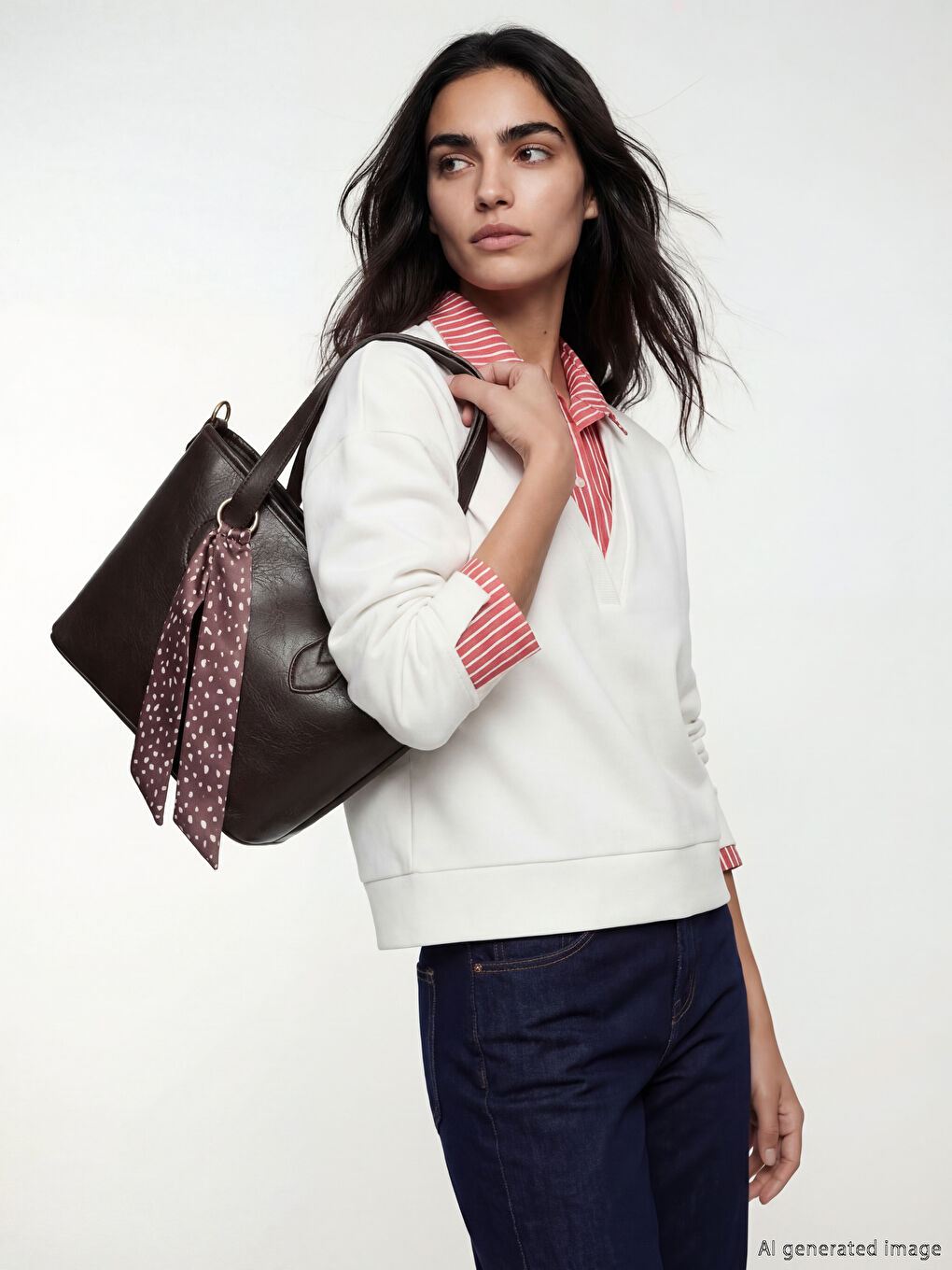 Kahverengi Fular Aksesuarlı Kadın Omuz Çantası