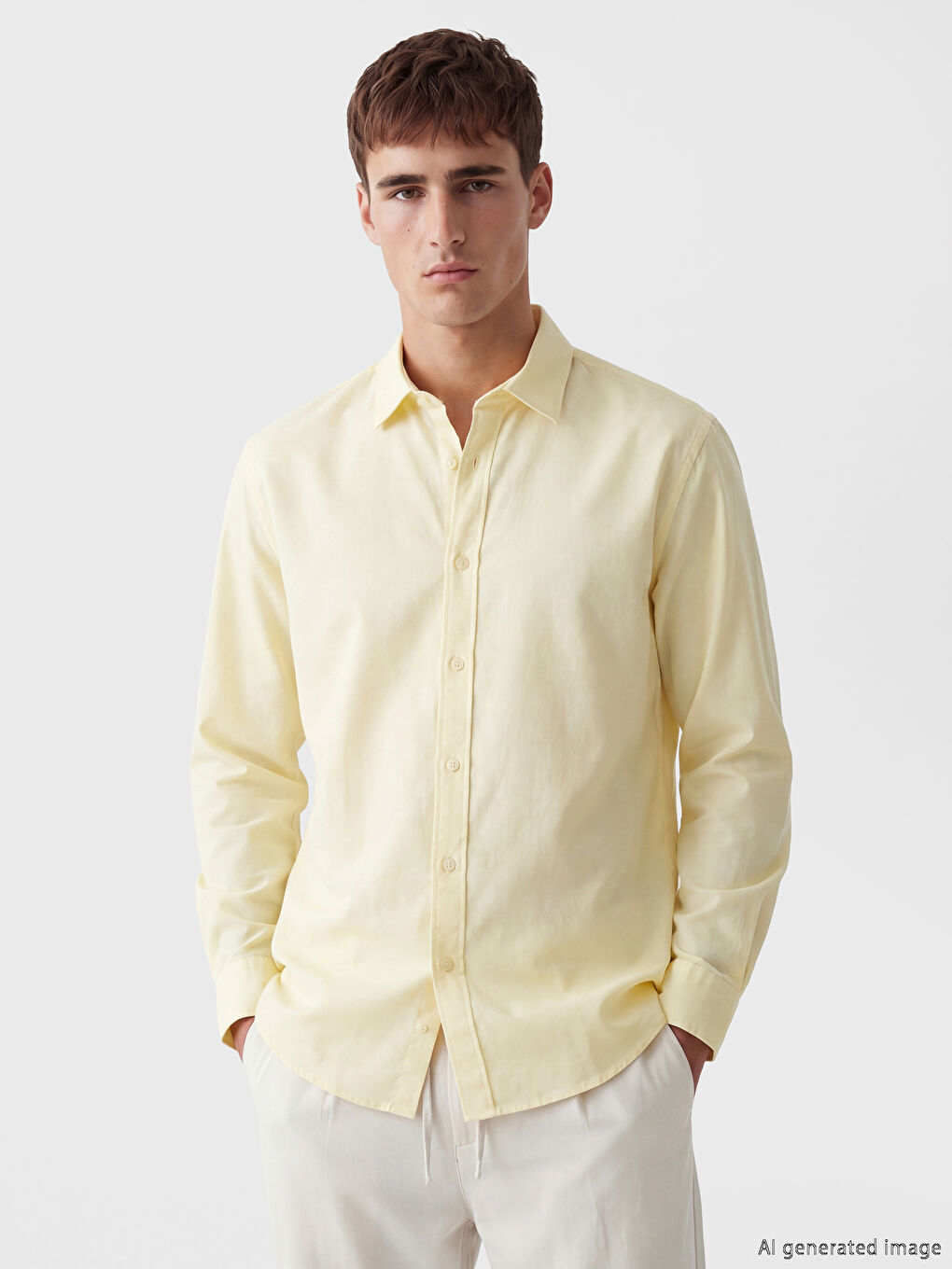 Sarı Regular Fit Erkek Gömlek