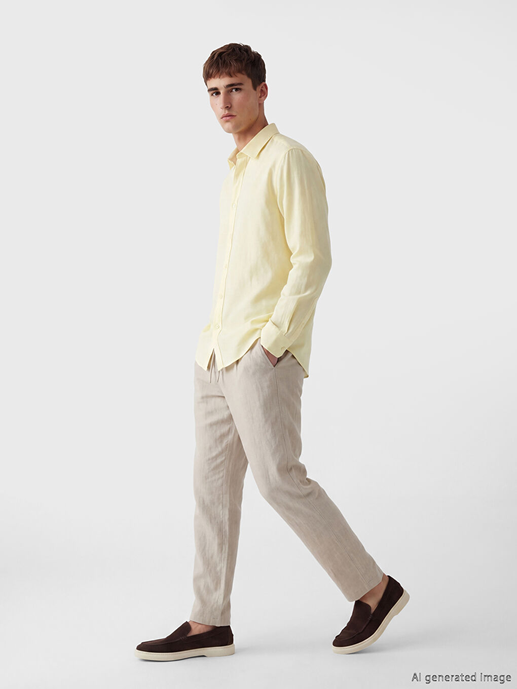 Sarı Regular Fit Erkek Gömlek-1