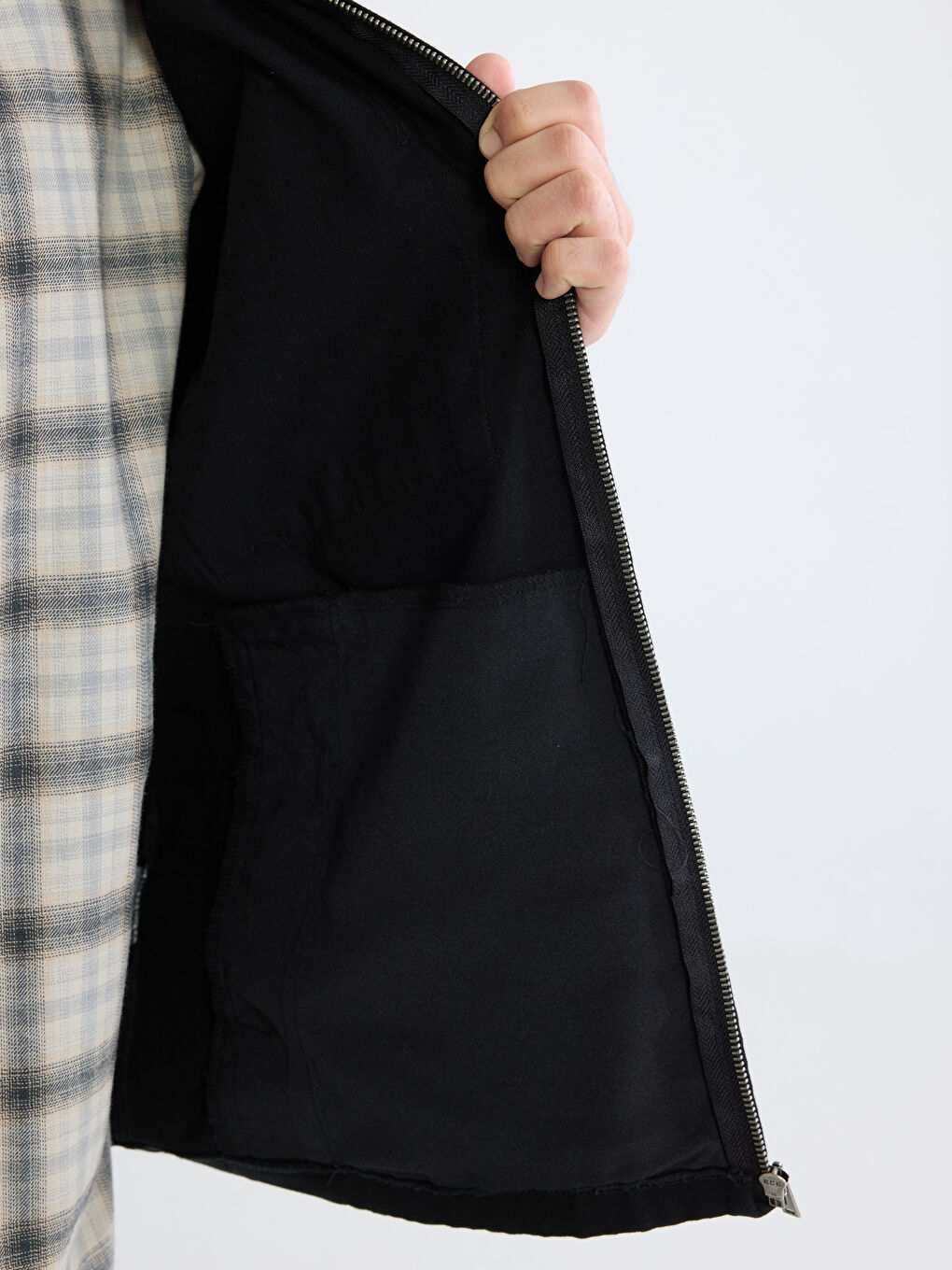 Siyah Loose Fit Erkek Gabardin Gömlek Ceket-3