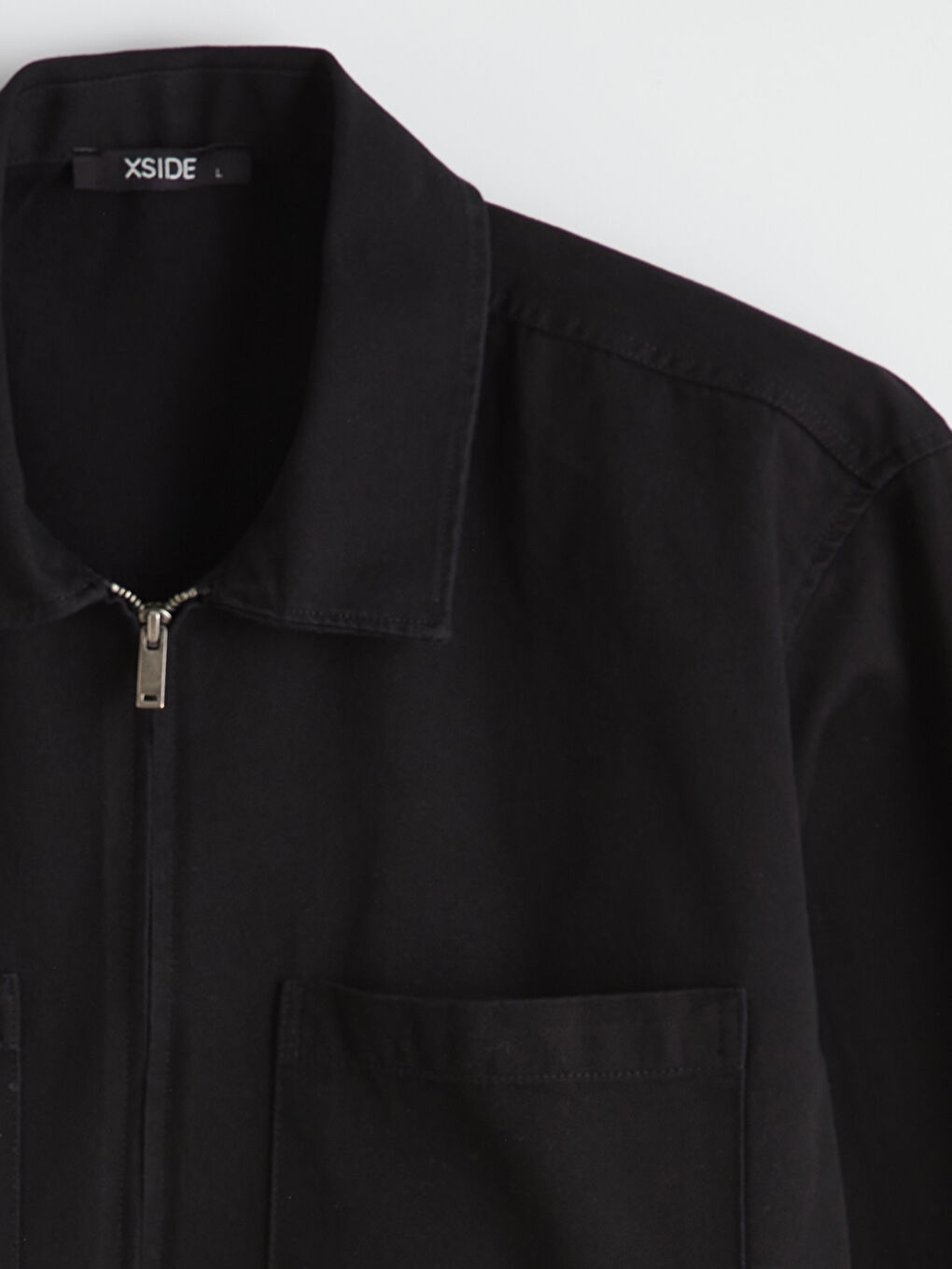 Siyah Loose Fit Erkek Gabardin Gömlek Ceket-7