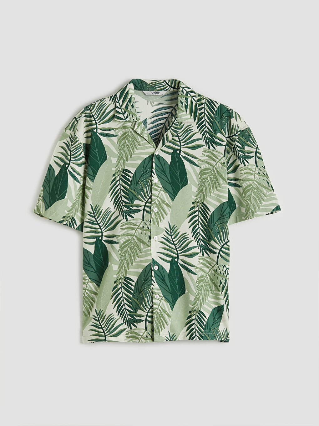 Loose Fit Camp Collar Patterned Viscose Men's Shirt-4