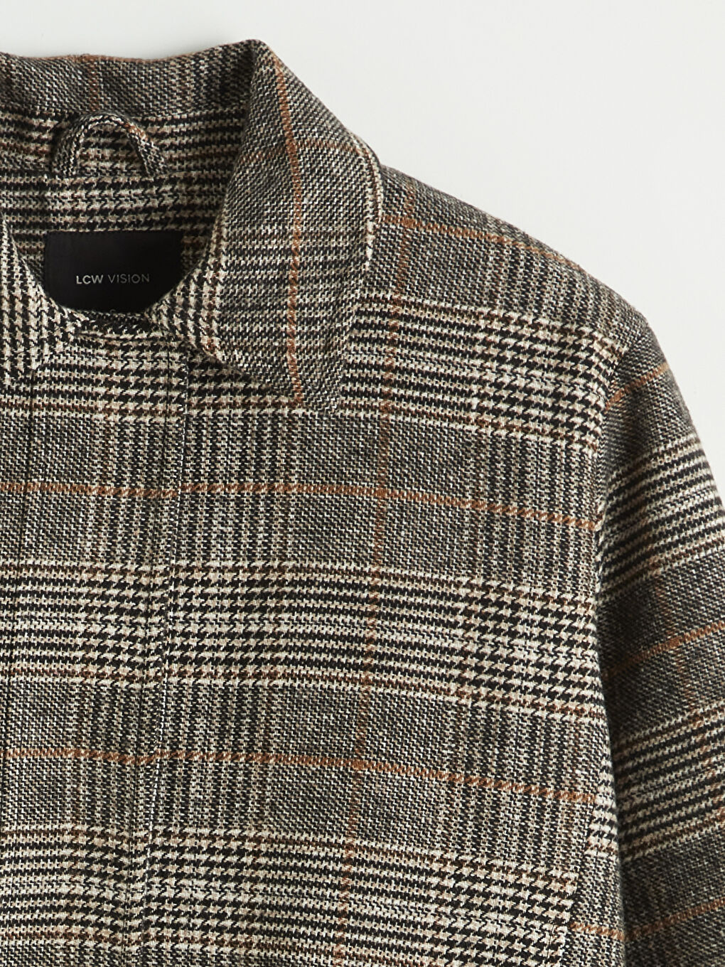 Siyah Gömlek Yaka Ekose Kadın Kaşe Ceket-1