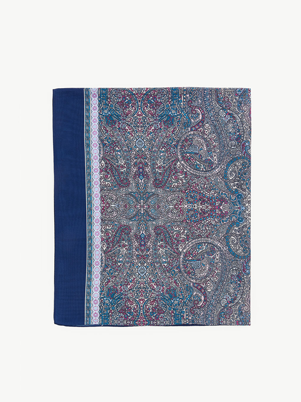 Mavi Desenli Kadın Şal-1