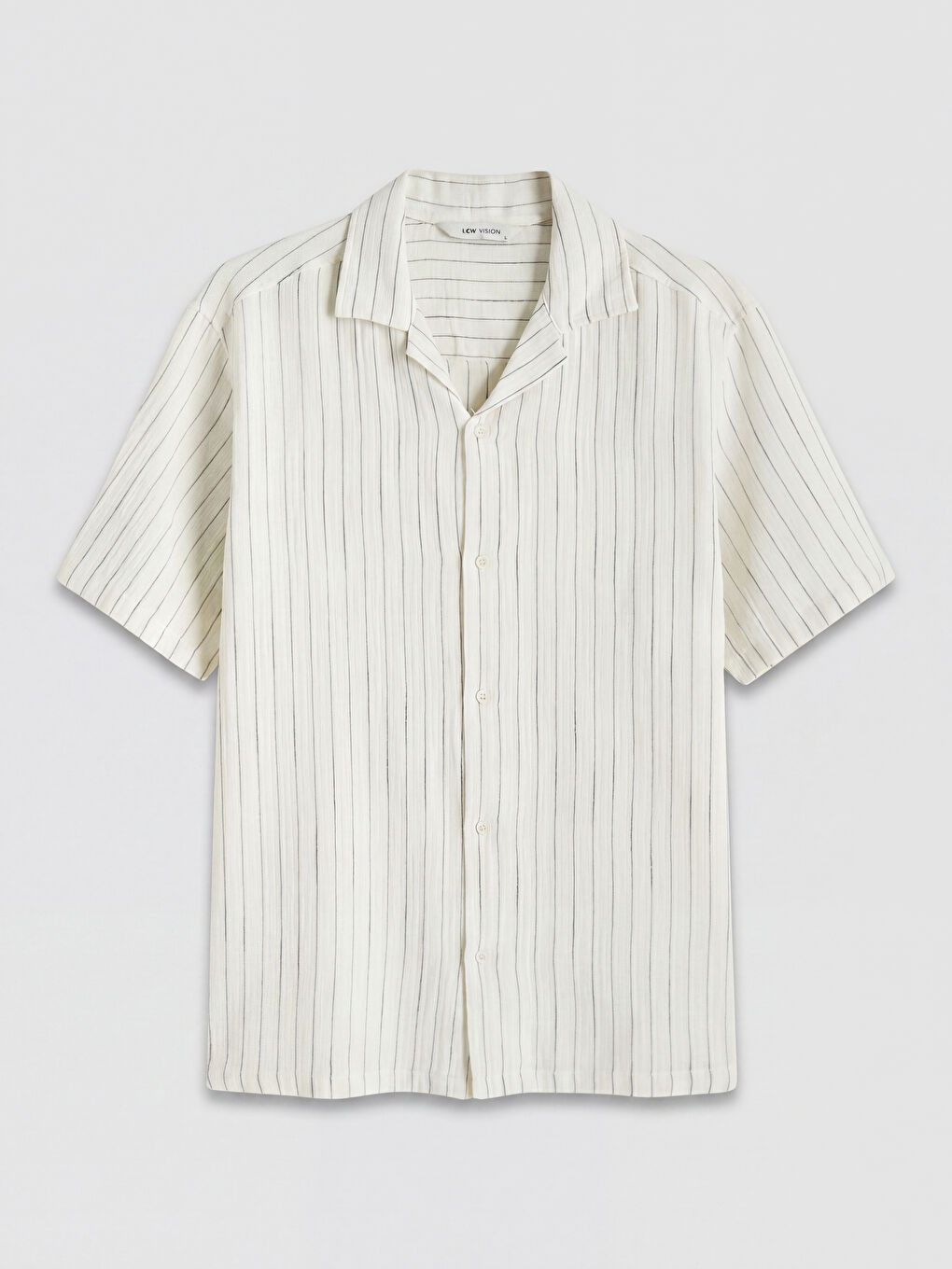 Ekru Regular Fit Çizgili Müslin Erkek Gömlek
