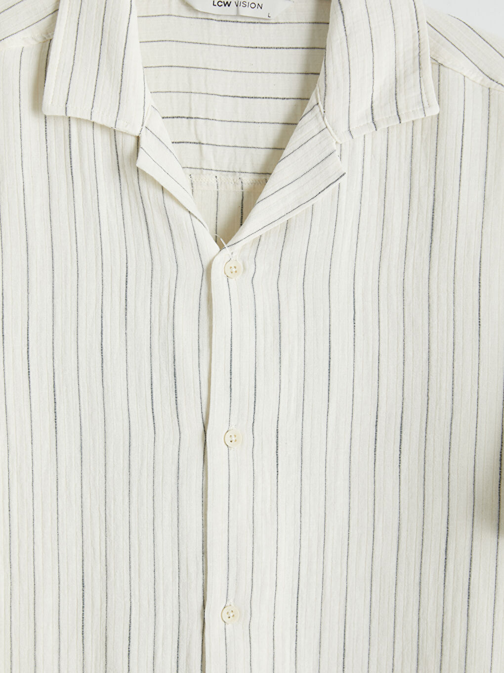 Ekru Regular Fit Çizgili Müslin Erkek Gömlek-2