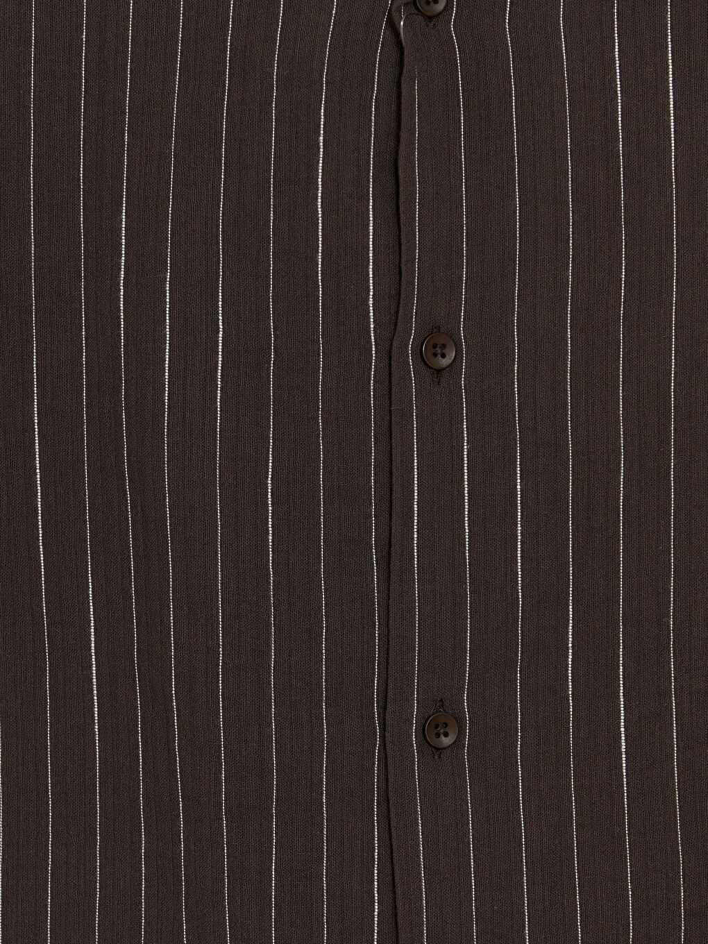 Kahverengi Standart Kalıp Çizgili Müslin Erkek Gömlek-2