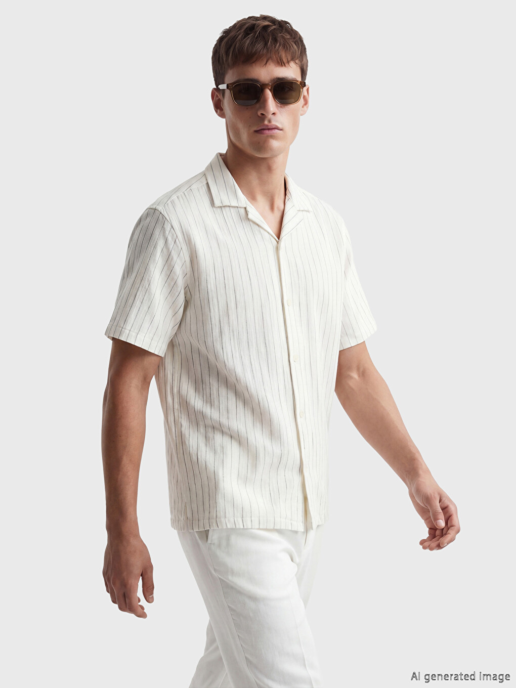 Regular Fit Striped Muslin Men's Shirt