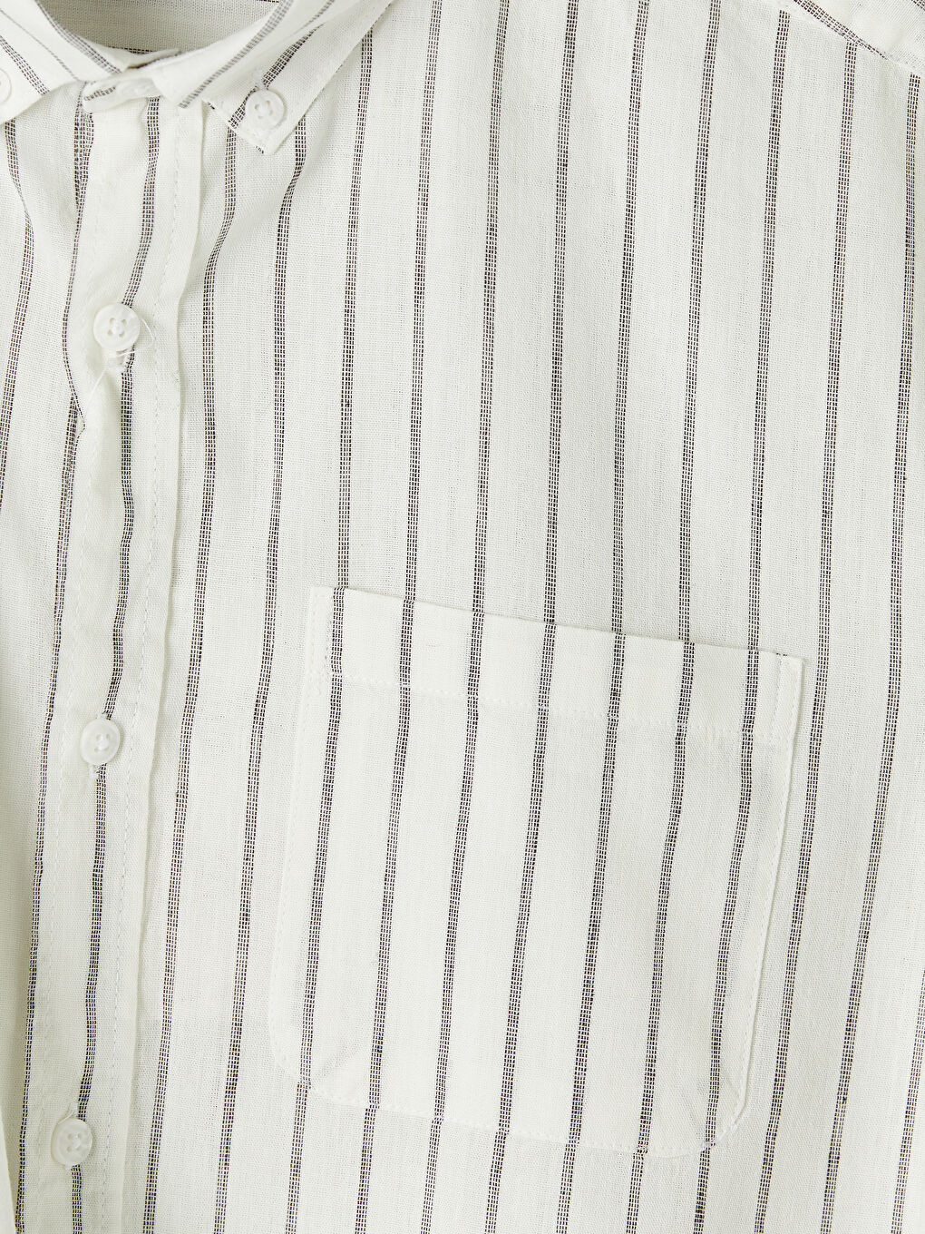 Haki Regular Fit Çizgili Keten Karışımlı Erkek Gömlek-2