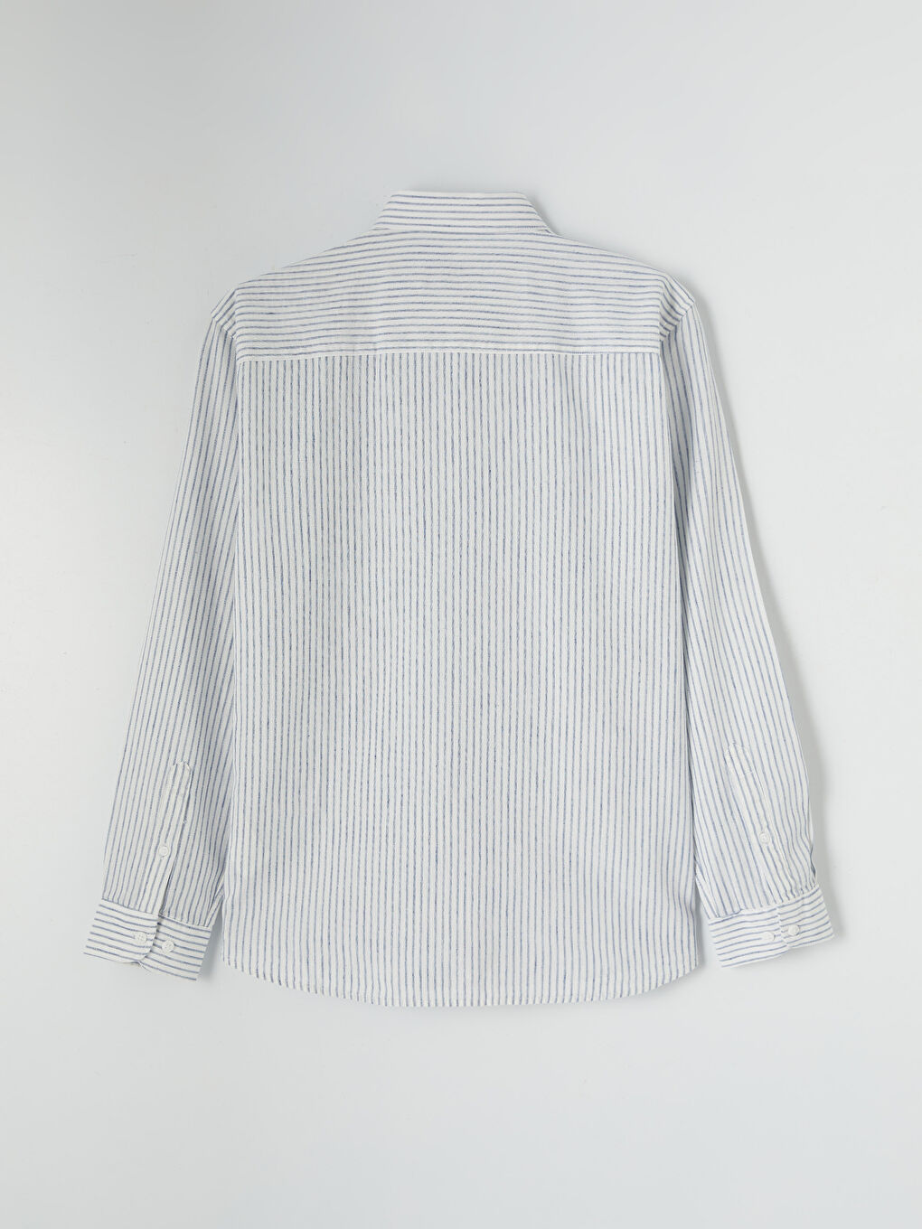 Mavi Regular Fit Çizgili Keten Karışımlı Erkek Gömlek-1