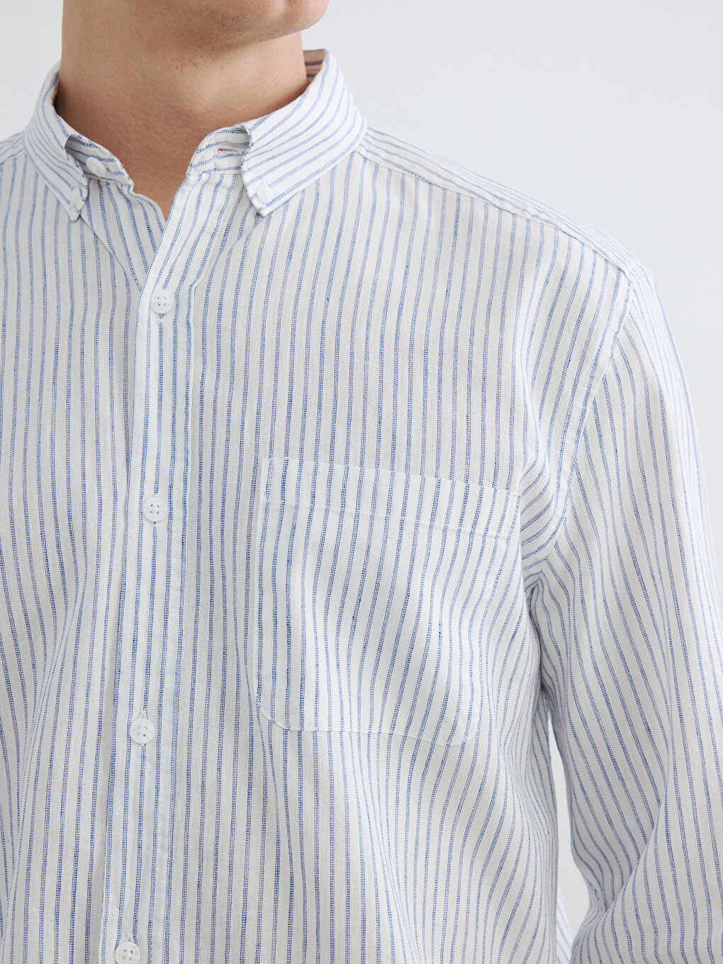 Regular Fit Striped Linen Blend Men's Shirt-2