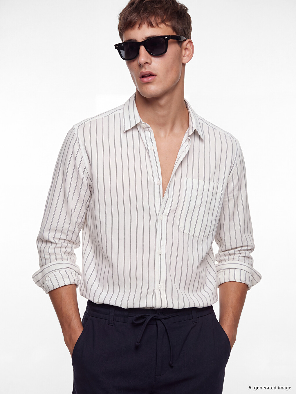 Regular Fit Striped Linen Blend Men's Shirt