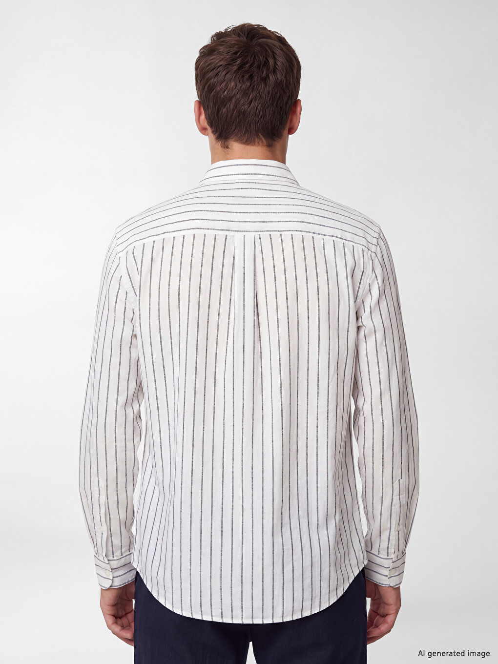 Regular Fit Striped Linen Blend Men's Shirt-3