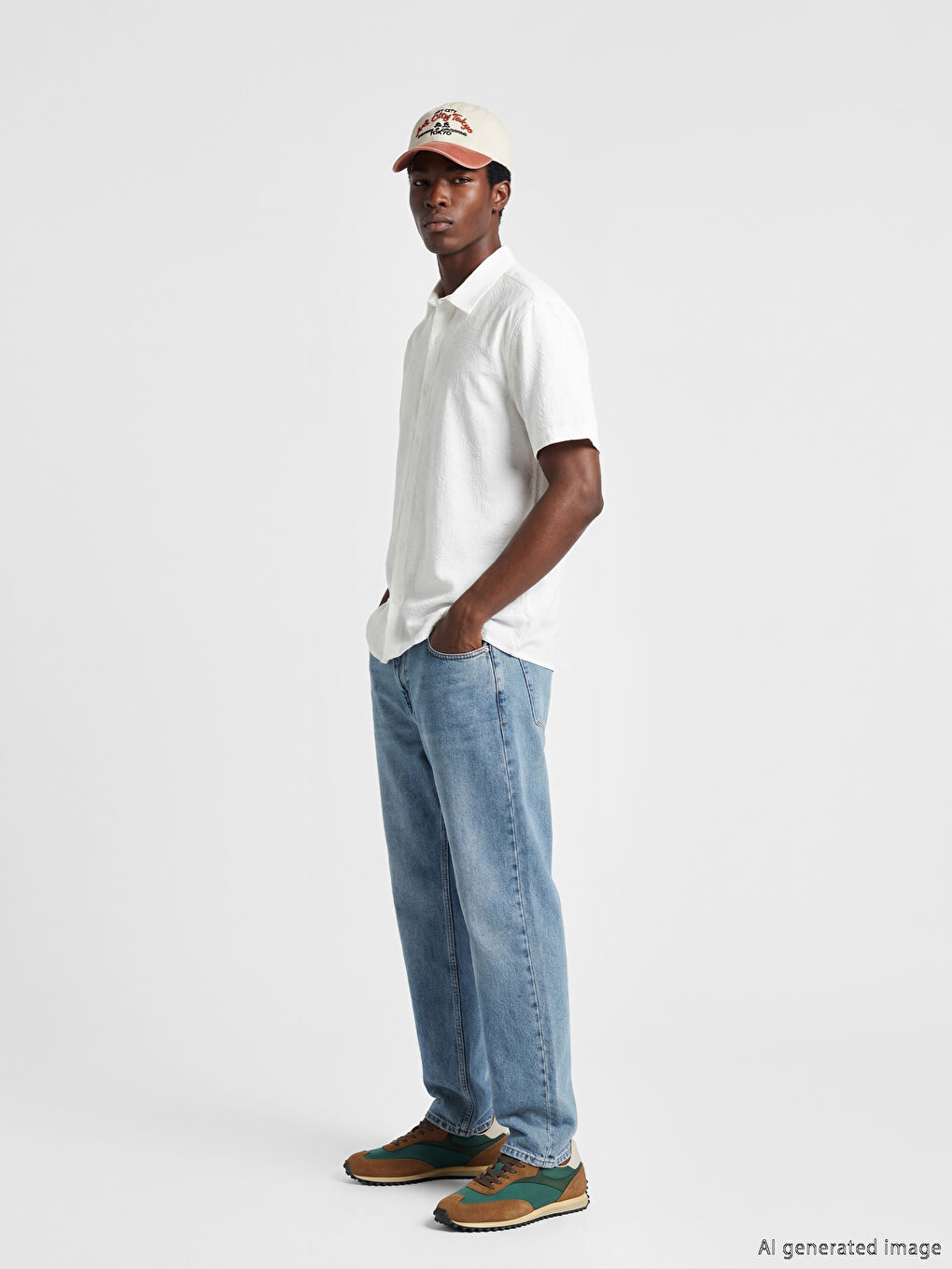 Beyaz Rahat Kalıp Dokulu Erkek Gömlek-1