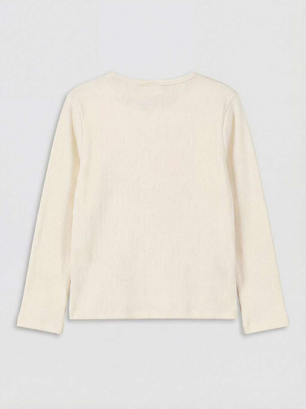 Ekru Bisiklet Yaka Fiyonk Detaylı Kız Çocuk Tişört-1