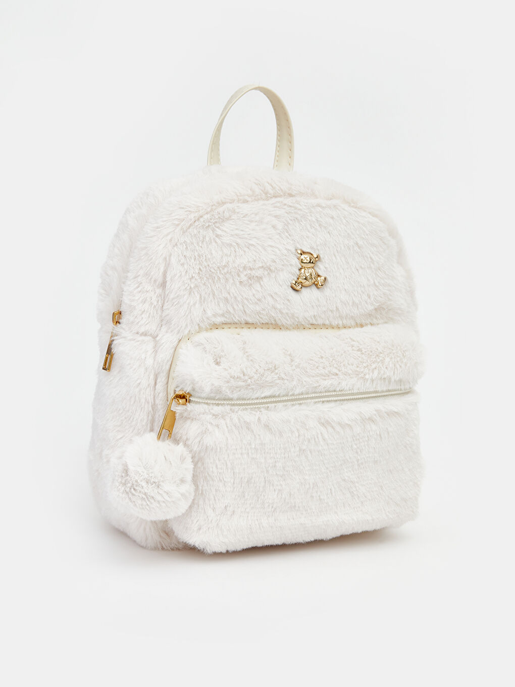 Bej Kız Çocuk Pelüş Sırt Çantası-1