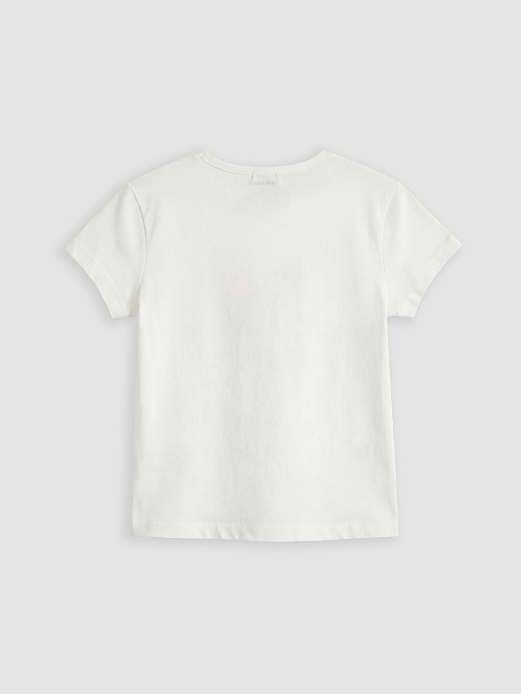 Ekru Bisiklet Yaka Baskılı Kız Çocuk Tişört-1