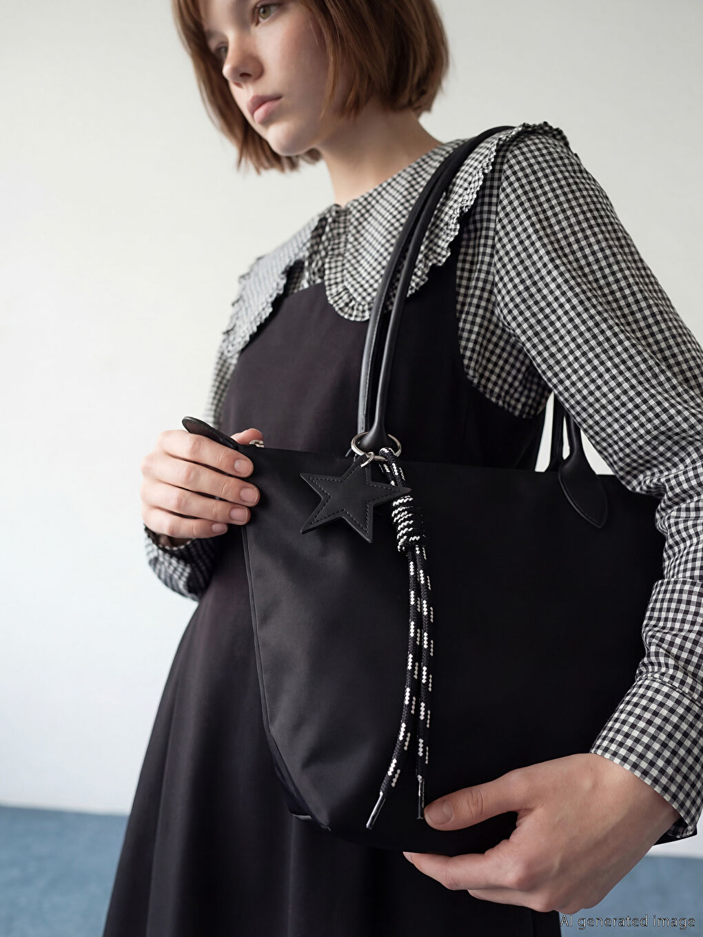 Siyah Çift Saplı Kız Çocuk Omuz Çantası