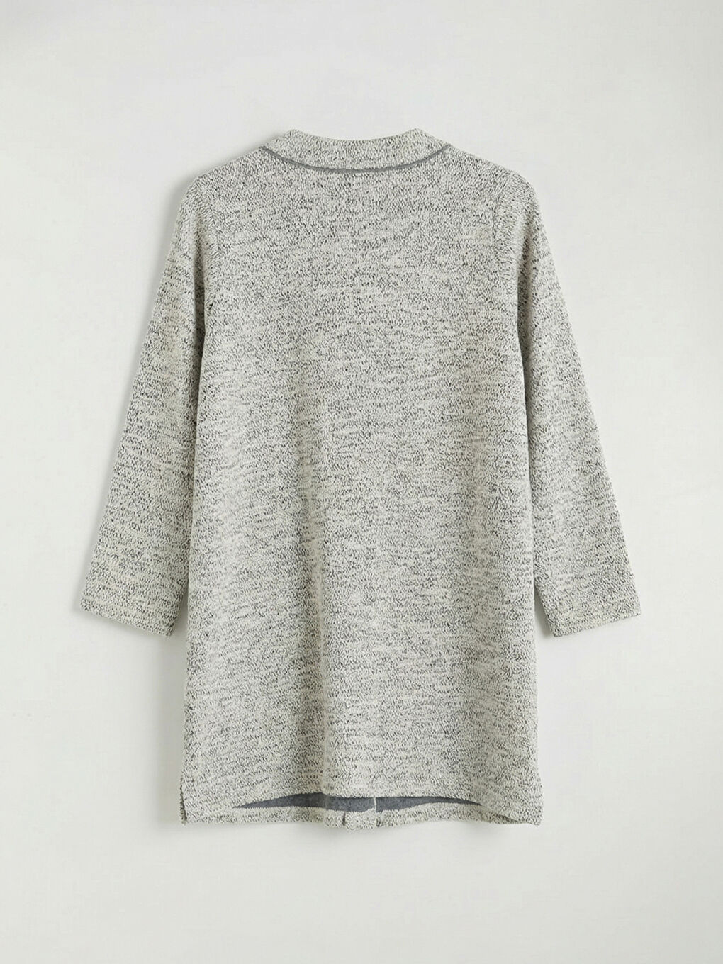 Gri Bisiklet Yaka Desenli Kadın Hırka-5