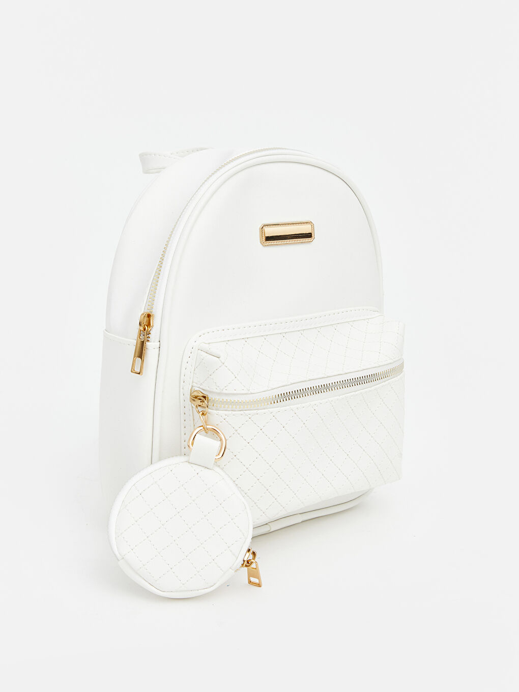 Beyaz Suni Deri Görünümlü Kız Çocuk Sırt Çantası-1