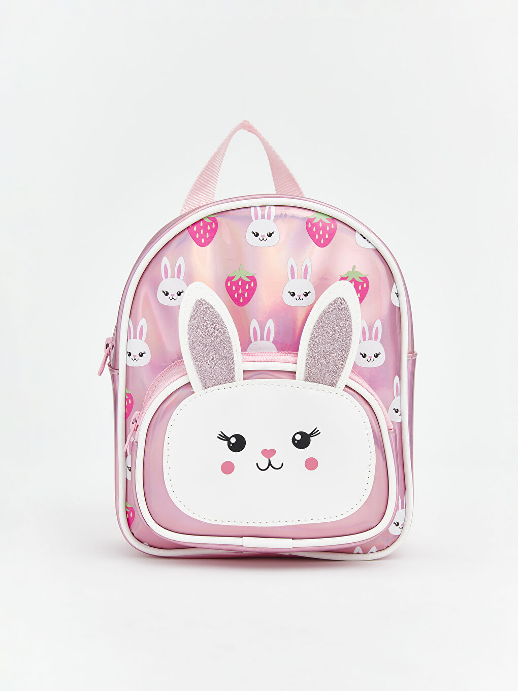 Pembe Tavşan Baskılı Kız Çocuk Sırt Çantası