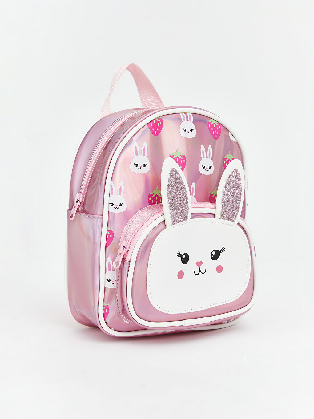 Pembe Tavşan Baskılı Kız Çocuk Sırt Çantası-1