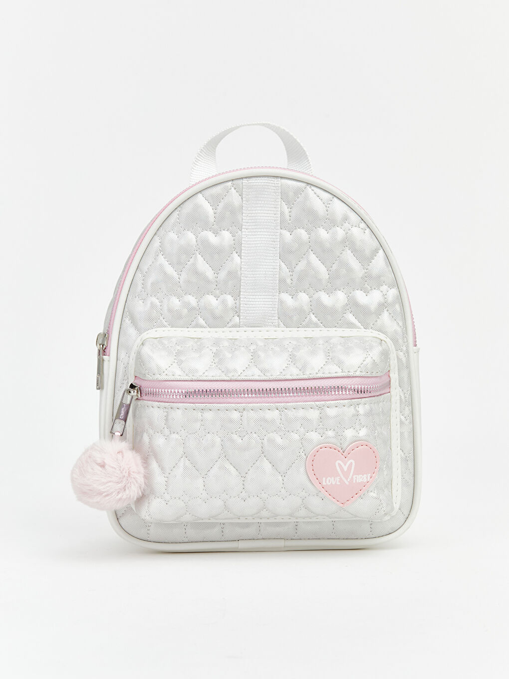 Beyaz Fermuarlı Kız Çocuk Sırt Çantası