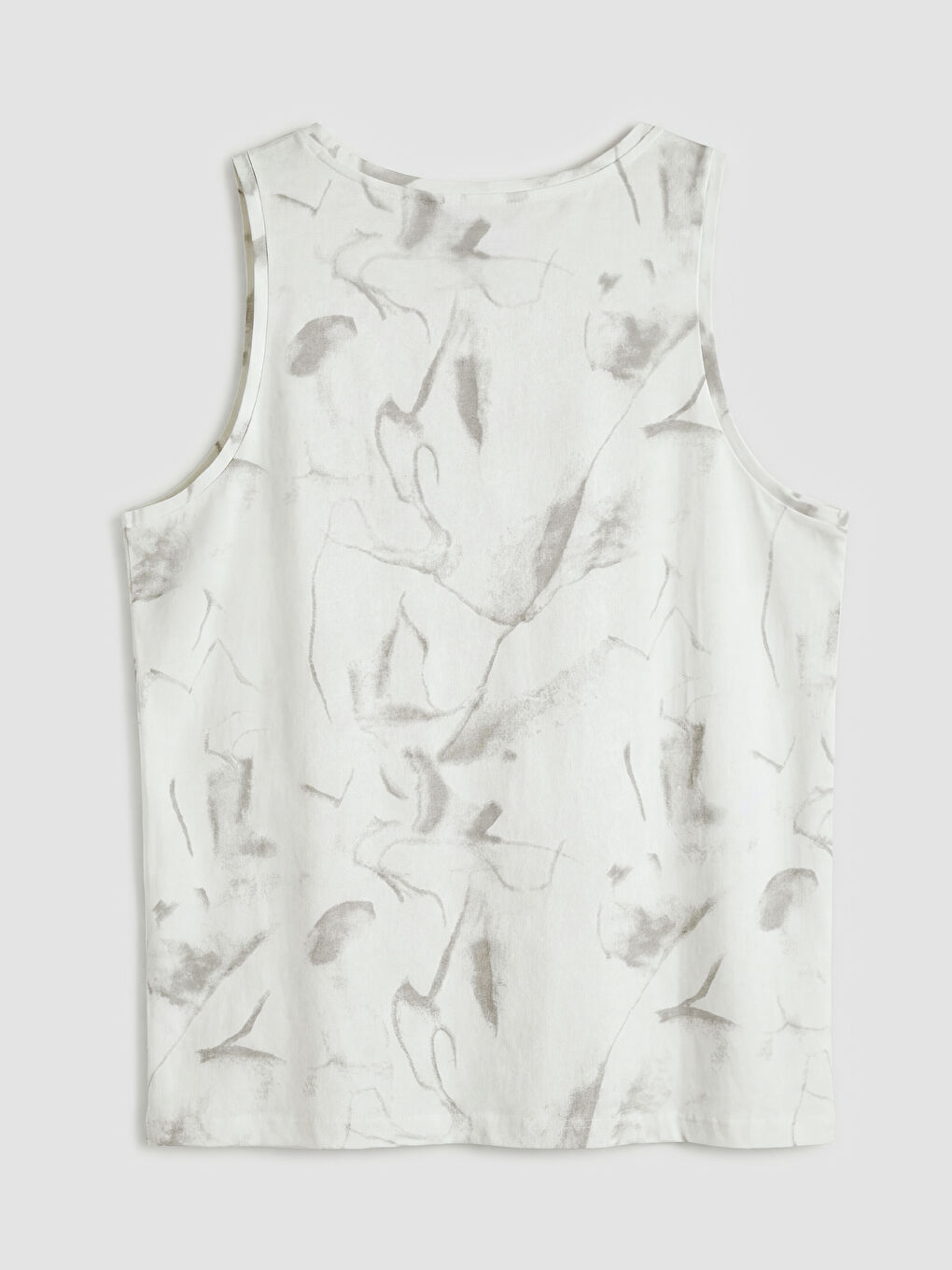 Beyaz Bisiklet Yaka Baskılı Erkek Kolsuz Tişört-4