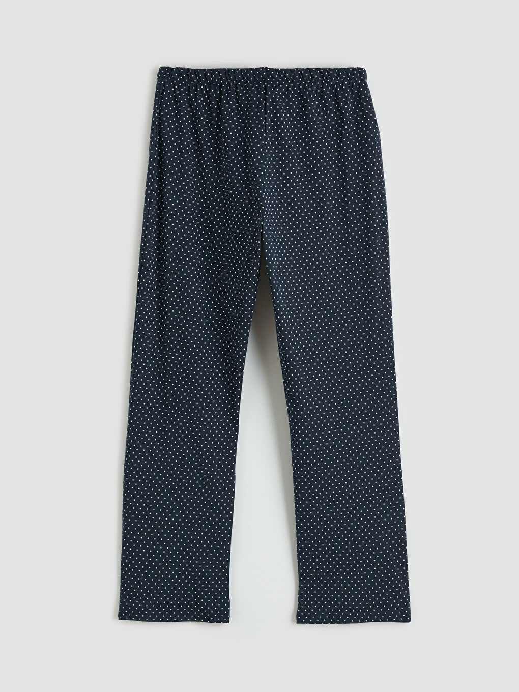 Lacivert Bisiklet Yaka Puantiyeli Kadın Pijama Takım-4