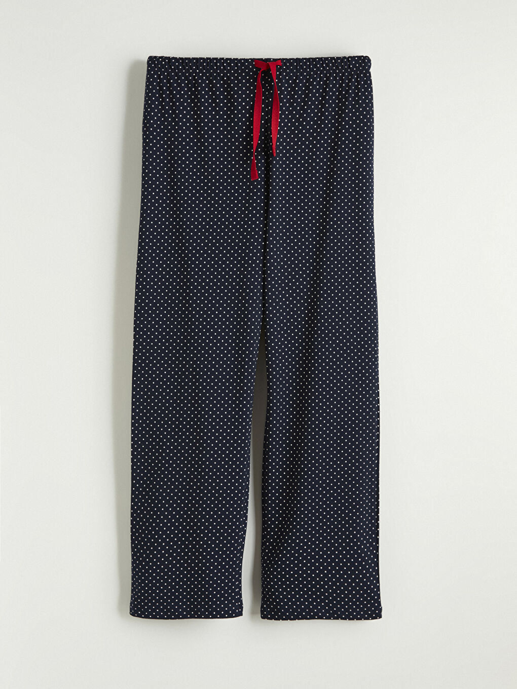 Lacivert Bisiklet Yaka Kiraz Nakışlı Kadın Pijama Takım-3