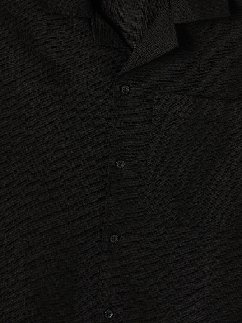 Siyah Regular Fit Resort Yaka Erkek Gömlek-2