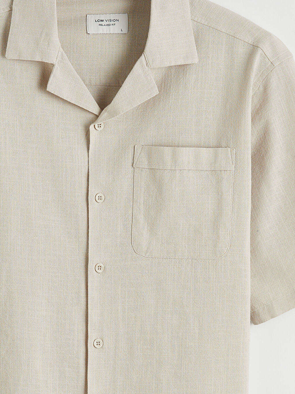 Bej Regular Fit Resort Yaka Erkek Gömlek-2