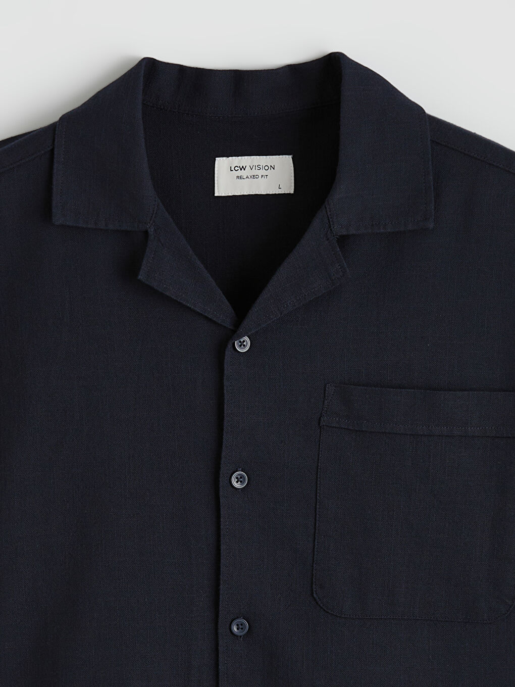 Lacivert Regular Fit Resort Yaka Erkek Gömlek-1