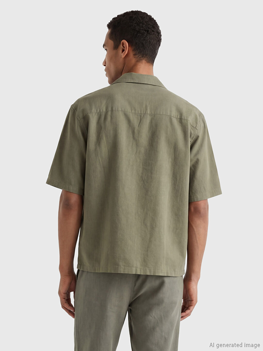 Yeşil Regular Fit Resort Yaka Erkek Gömlek-3