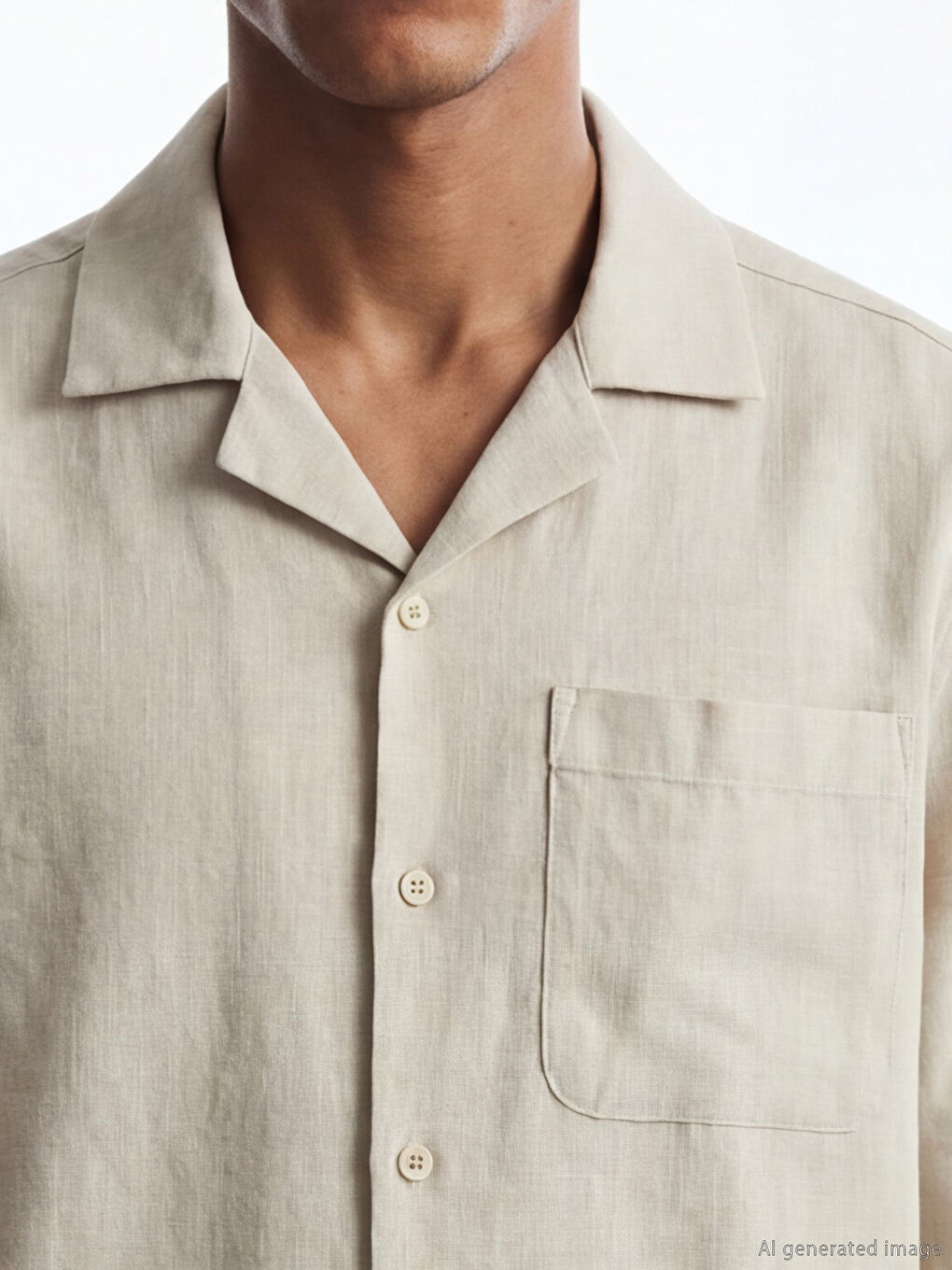 Bej Regular Fit Resort Yaka Erkek Gömlek-2