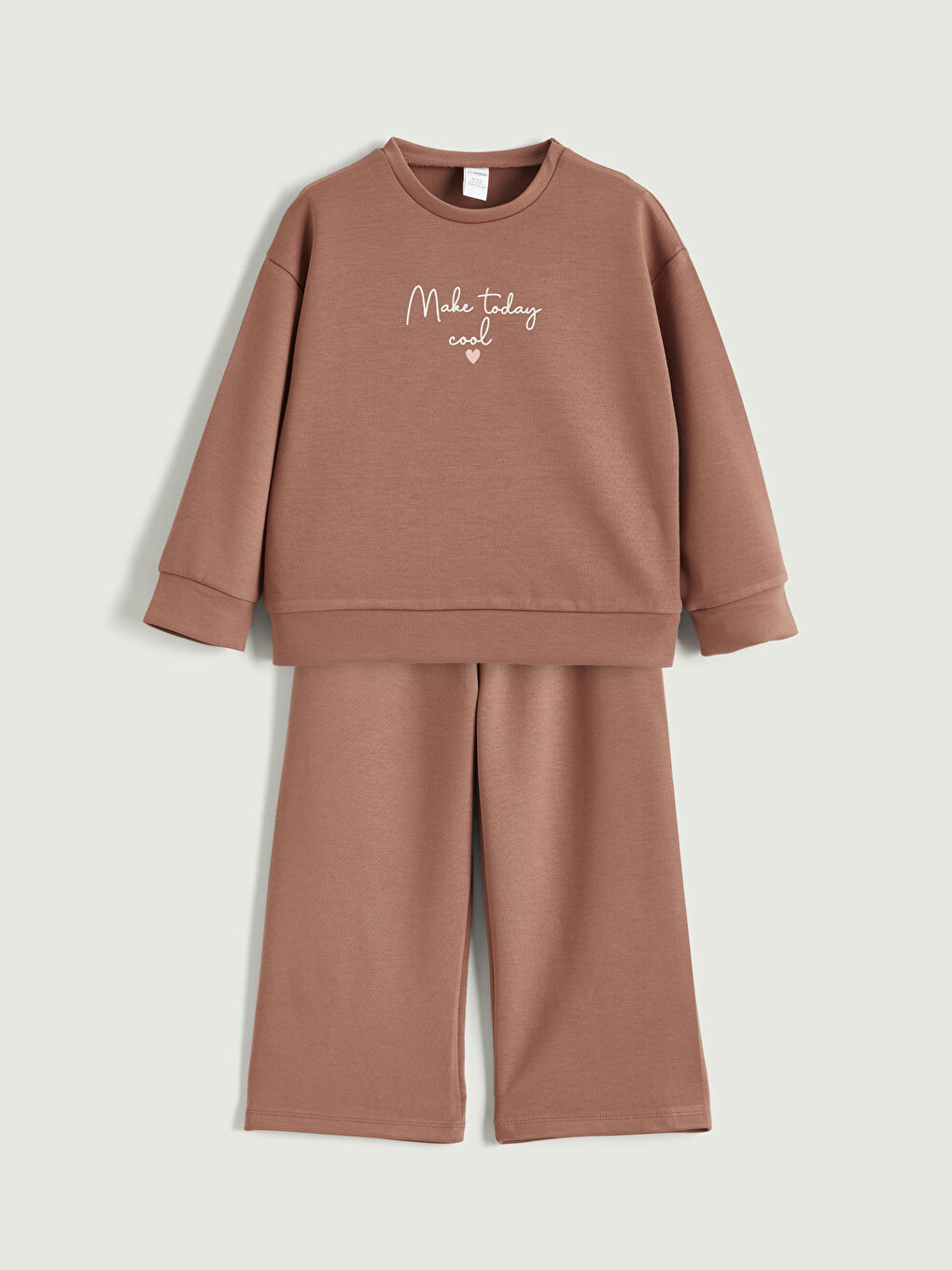 Kahverengi Kız Çocuk Sweatshirt ve Pantolon Takım