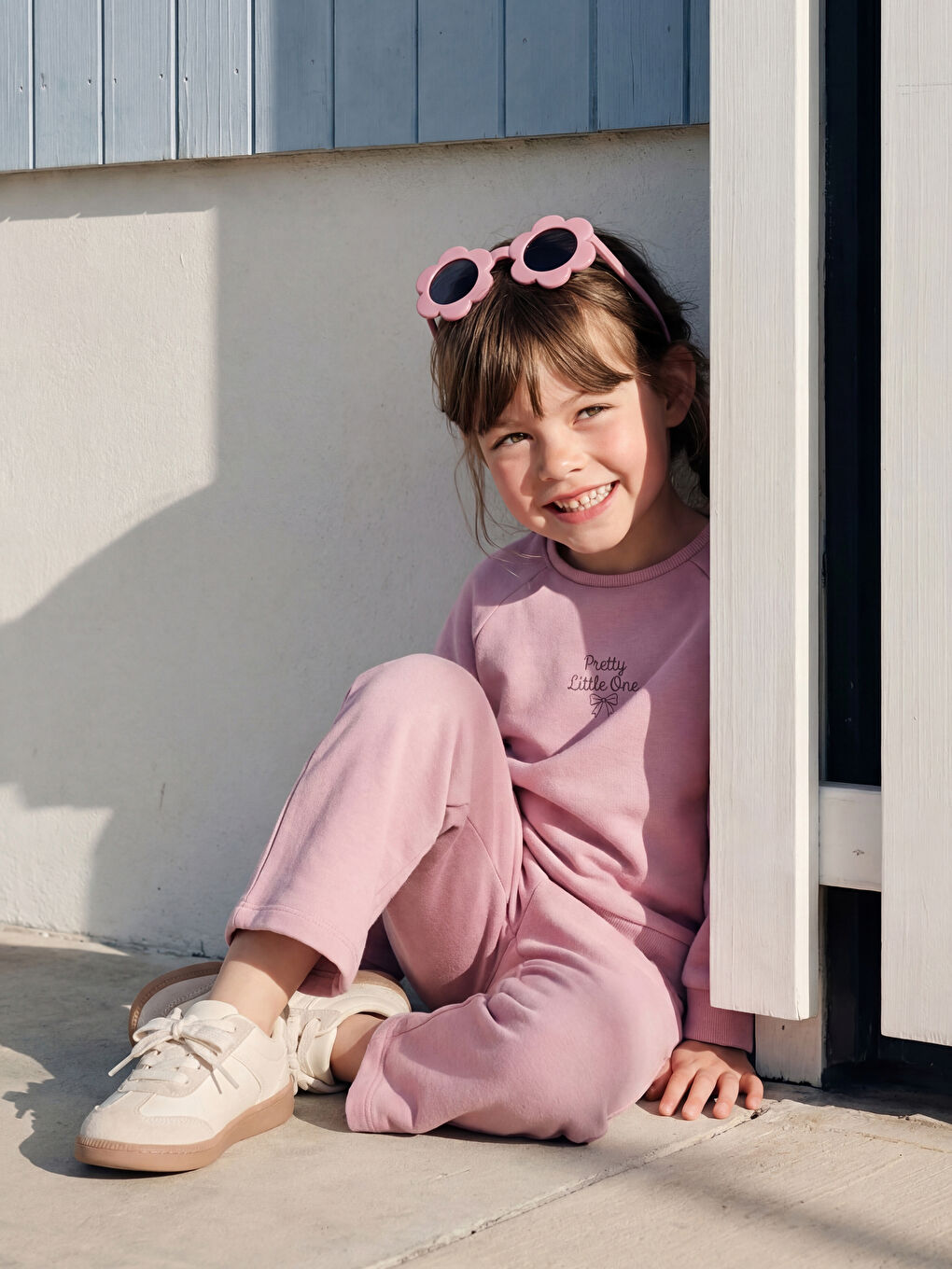 Lila Baskılı Kız Çocuk Soft Touch Sweatshirt ve Pantolon-1