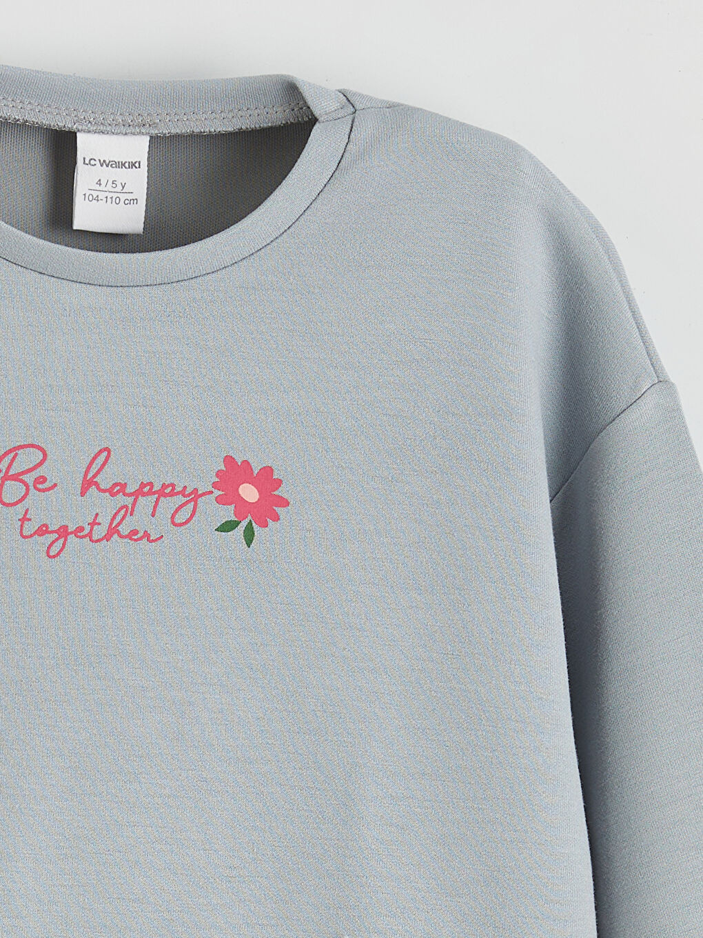 Gri Bisiklet Yaka Kız Çocuk Sweatshirt ve Pantolon-2